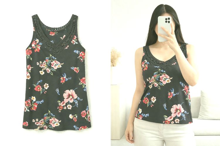 Other Black Floral Sleeveless Top imagen del producto
